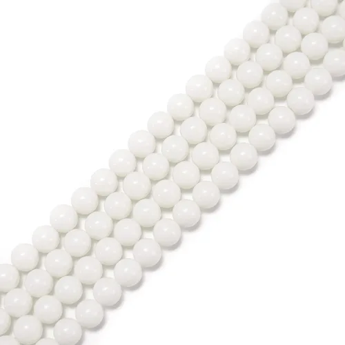 Miniatura 2 de JM Design Granos de porcelana blanca lisos granos redondos tamaño 0.315 in 15.5 '' hebra para la fabricación de joyas