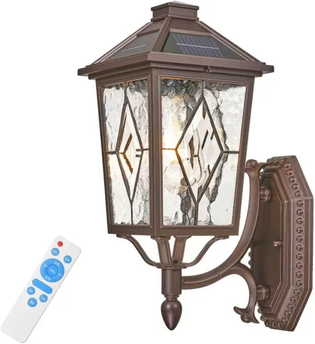 Miniatura 10 de Lámpara de pared solar para exteriores, impermeable, de aluminio, con control remoto, luces negras para porche al aire libre, montaje en pared