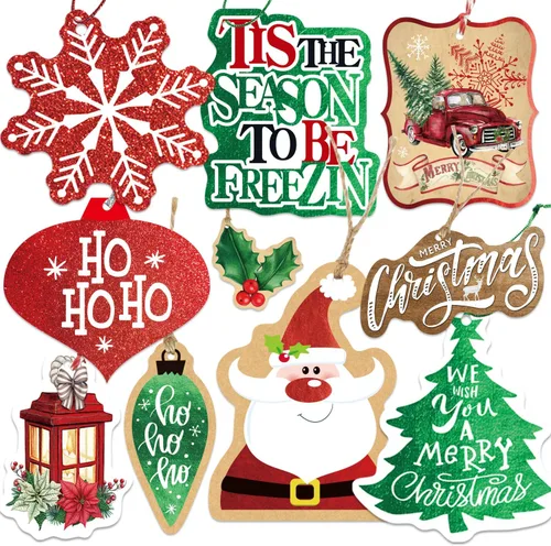 Miniatura 10 de Etiquetas de regalo de Navidad, 60 unidades con cuerda desatada