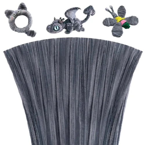 Giwrmu 100 piezas de tallos de felpilla para limpiar pipas grises, suministros de manualidades de palos peludos, limpiador de tuberías de colores