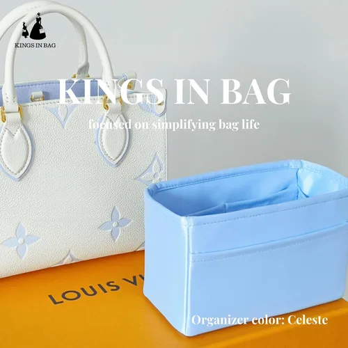 Miniatura 2 de Organizador de bolso para Onthego, inserto de bolsa sedoso, moldeador de bolso ligero para mujer, múltiples bolsillos de material satinado, uso