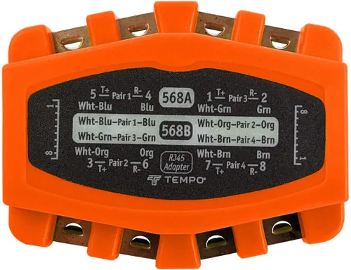 Paladin Tools Adaptador modular PA1902 RJ45, 8 vías | LAN CAT4-CAT6 RJ45 | Contactos de cobre con muescas, enchufes sin enganches