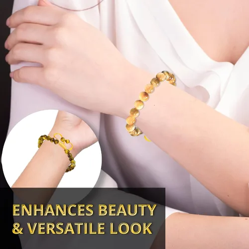 Miniatura 255 de Adjustable Crystal Bracelet – Gemstone Bead Bracelet with Adjustable Macrame String – Chic Gemstone Bracelet for Men and Women – 8mm Round Healing