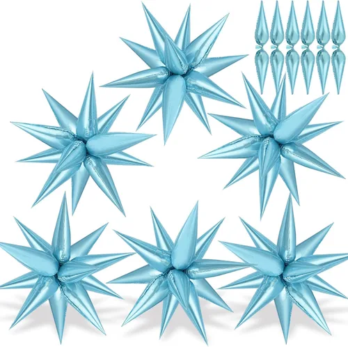 Miniatura 19 de 72 unidades de globos de estrella, grandes globos de cono de estrella metálicos de 26 pulgadas, globos de papel de aluminio de explosión colorida