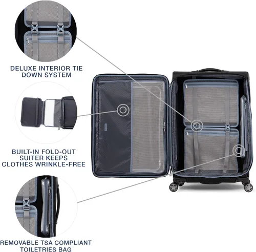 Miniatura 5 de Travelpro Platinum Elite-Softside - Maletas expansible con ruedas giratorias, Negro shadow), 409186901