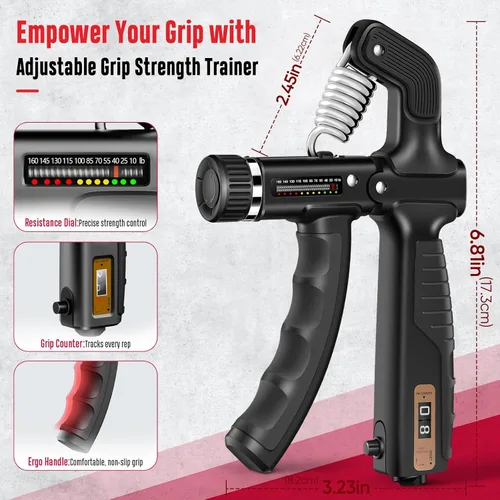 Miniatura 2 de FitBeast Entrenador de fuerza de agarre, kit de fortalecimiento de agarre de mano, paquete de 6 con fortalecedor de antebrazo de resistencia Negro