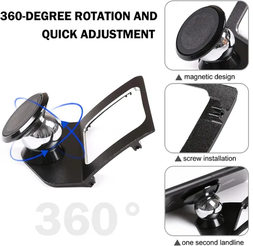 Miniatura 6 de Soporte rotatorio para teléfono celular de 360 grados para BMW Serie 3 E90 E91 E92 E93 2005-2010 2011 2012 (aleación de aluminio)