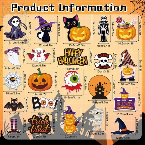 Miniatura 2 de JULMELON Imanes de Halloween, 22 unidades, imanes de calabaza, fantasmas, murciélagos, accesorios de decoración para suministros de fiesta