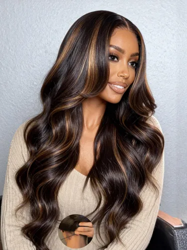 Miniatura 19 de Julia Hair Pre Everything - Pelucas de cabello humano con encaje frontal HD de 13x4, sin pegamento, pre despuntadas, pre cortadas, balayage