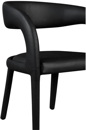 Miniatura 8 de Meridian Furniture 987Black-C Sylvester Collection Modern Silla de comedor tapizada de cuero vegano contemporáneo con respaldo redondeado, 23.5