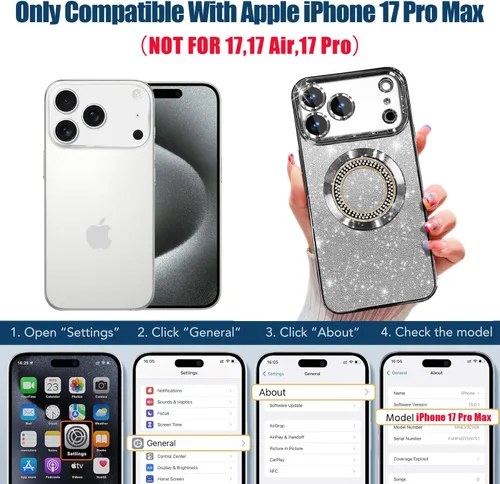 Miniatura 283 de Misscase Funda magnética con purpurina para iPhone 11 compatible con MagSafe, protección completa, delgada, a prueba de golpes, antiarañazos