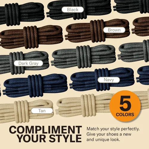 Miniatura 5 de OrthoStep Paquete de 2 pares de cordones finos para vestido redondo, fabricado en Estados Unidos