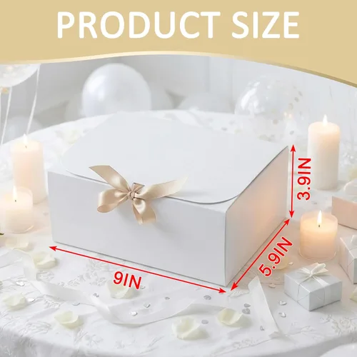 Miniatura 2 de Paquete de 12 cajas de regalo blancas con tapas a granel, caja de propuesta de dama de honor con cinta, cajas de regalo para bodas, Navidad, día