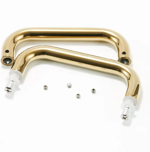 Miniatura 7 de Ranbo Manija tubular de puerta de ducha de oro pulido de 6 pulgadas (CTC), manijas de 3/4 pulgadas de diámetro con arandelas de metal, para vidrio