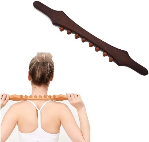 Miniatura 8 de Herramientas de masaje de madera Gua Sha, herramienta de paleta de drenaje linfático de 10 cuentas, herramienta de masaje de mano para esculpir
