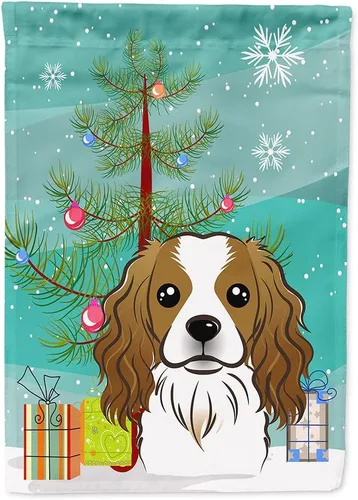 Miniatura 72 de Caroline's Treasures BB1622CHF - Bandera de casa Shih Tzu con árbol de Navidad y gris plateado para porche, grande, para colgar en la pared