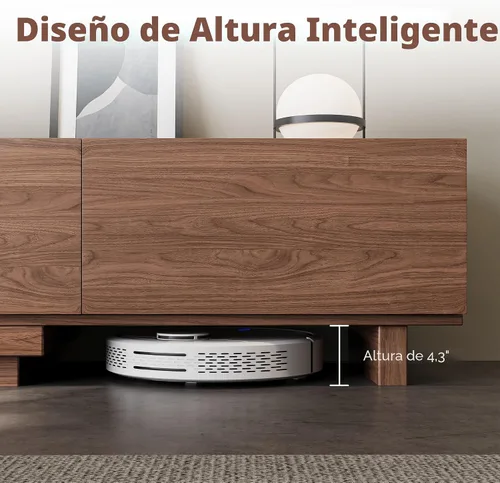 Miniatura 8 de Soporte de TV extensible para televisores de 65 a 100 pulgadas, consola de entretenimiento de nogal con 3 cajones y 1 compartimento