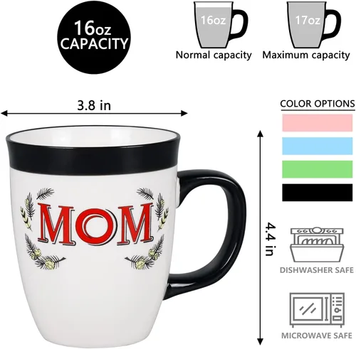 Miniatura 7 de Taza de café de cerámica para mamá, de 16 onzas, divertida taza de café para mujeres, mejor día festivo, Navidad, día de la madre, cumpleaños