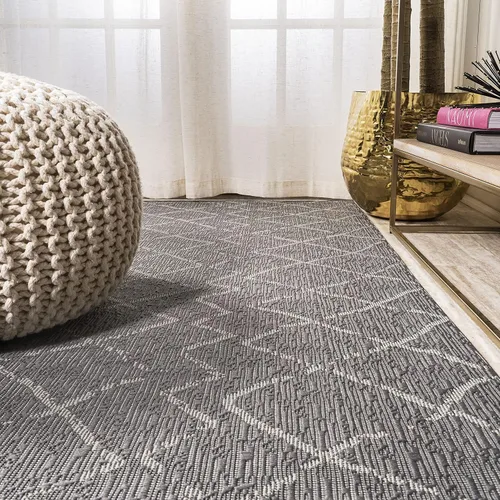Miniatura 9 de JONATHAN Y Alfombra marroquí con diseño enrejado para interiores y exteriores, 2 x 8 pulgadas, color gris/crema, para patio trasero, porche, fácil