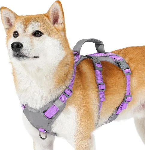 Miniatura 15 de Huntboo Arnés reflectante para perro con asa, a prueba de escape, antideslizante, transpirable, ligero, arnés de elevación ajustable para perros