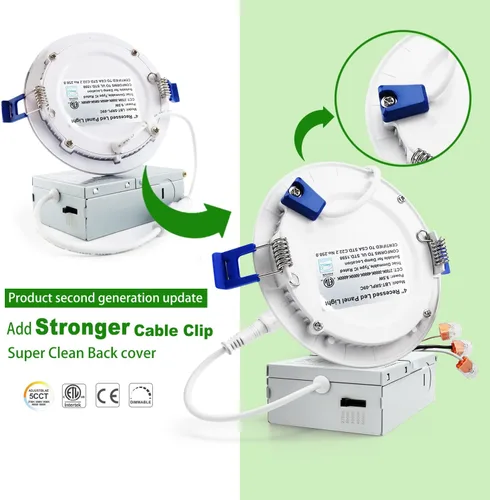 Miniatura 7 de zouzai Paquete de 1 lámpara de techo empotrable LED ultrafina de 4 pulgadas 5CCT con caja de conexiones, 2700K/3000K/3500K/4000K/5000K