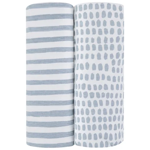 Miniatura 2 de Ely's & Co. Funda impermeable para cambiador, juego de 2 sábanas para bebé, 100 % algodón, sábanas de algodón de punto jersey con forro impermeable