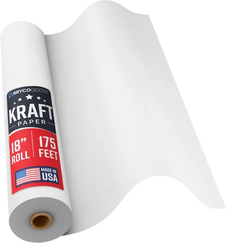Miniatura 17 de Bryco Goods Papel de regalo blanco de 18 x 1200 pulgadas (100 pies), rollo de papel kraft para pintura, dibujo, pancarta, tablón de anuncios, uso