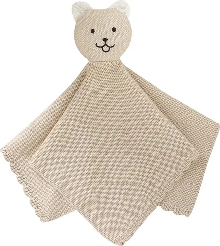 LAWKUL Manta de seguridad suave para recién nacidos, niños y niñas, de punto para acurrucarse, cómoda, color camel, 16 x 16 pulgadas