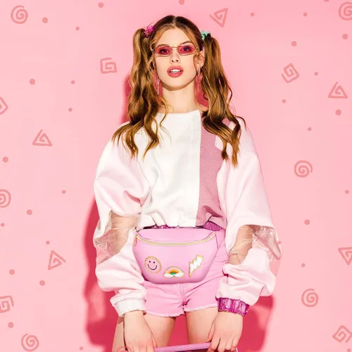 Miniatura 3 de Sotiff Preppy Patch - Riñonera de nailon con diseño de rayos, ajustable, con diseño de sonrisa, para mujeres, resistente al agua, arcoíris