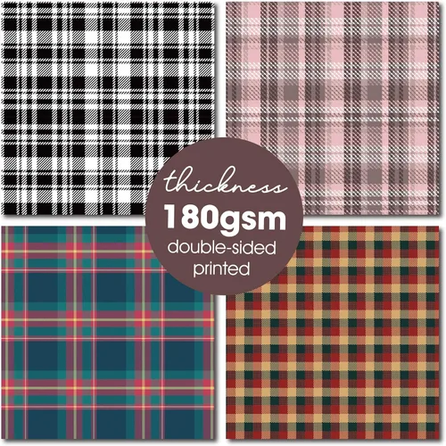 Miniatura 4 de Bloc de papel de tartán a cuadros de 30x30 cm, papel de doble cara, paquete de papel para álbumes de recortes, cartulina decorativa - 36 hojas