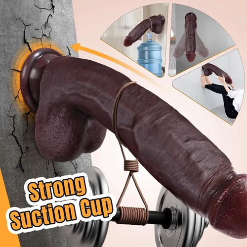 Miniatura 2 de Sex Toys - Consolador grande realista – Juguete sexual de 10.8 pulgadas de silicona marrón curvado, consoladores gigantes de doble capa para punto G