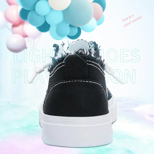 Miniatura 4 de Obtaom Play - Tenis de lona para mujer, color blanco deslavado y estampado de leopardo, sin cordones, a la moda
