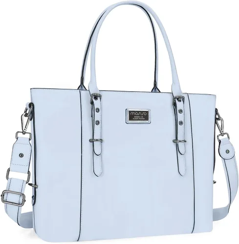 Miniatura 20 de MOSISO Bolso de mano de piel sintética para laptop para mujer (15-16 pulgadas), impermeable, de gran capacidad, maletín de trabajo de negocios