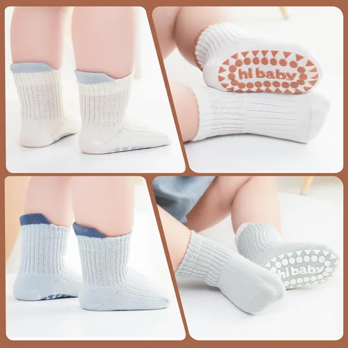 Miniatura 5 de BONANGEL Baby Socks with Grips, 8 Pairs Non Slip Cotton Ankle Socks for Toddler Girls Boys Infants Kids 0-5 Years Old