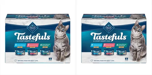 Miniatura 11 de Blue Buffalo Tastefuls - Paquete variado de alimento húmedo natural para gatos, atún, pollo y pescado y camarones en hojuelas en salsa, latas de 5.5