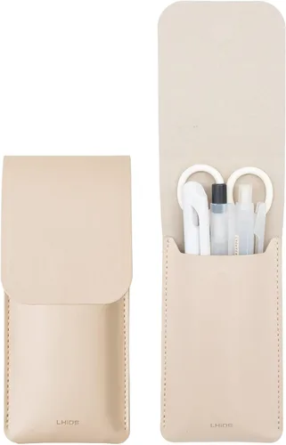 Miniatura 11 de LHiDS Estuche de cuero para lápices, bolsa para tres fuentes, bolígrafos y bolígrafos rollerball, estuche para lápices pequeño, organizador