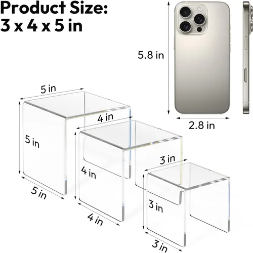 Miniatura 2 de NIUBEE Juego de 2 Elevadores de Acrílico para Exhibir Figuras Funko POP, Soportes Transparentes para Pasteles para Decoraciones de Mesa de Postres