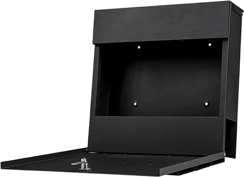 Miniatura 6 de Buzón de pared impermeable y resistente al óxido de gran capacidad con soporte para revistas de periódicos, buzón colgante seguro de acero Negro