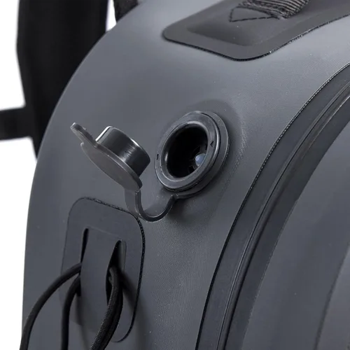 Miniatura 9 de Xelfly Mochila de pesca impermeable G2 con soporte para caña, válvula de aire inflable, correas acolchadas para la cintura y bucles para engranajes