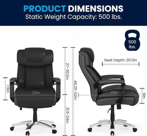 Miniatura 3 de Flash Furniture Hercules Series Silla de oficina giratoria LeatherSoft con respaldo alto, silla ejecutiva ergonómica con reposacabezas y altura Negro