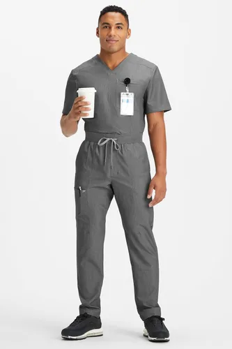 Miniatura 4 de Fabletics MotionTech - Pantalón médico para hombre, elástico en 4 direcciones, con bolsillos, resistente a las arrugas, ajuste semidelgado