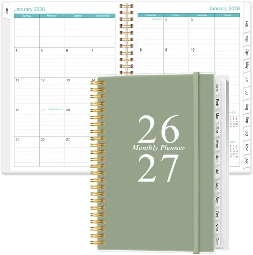 Miniatura 22 de Agenda mensual 2026-2027 – Agenda mensual de enero de 2026 a junio de 2027, dos páginas por mes, 18 calendarios/agendas mensuales con pestañas