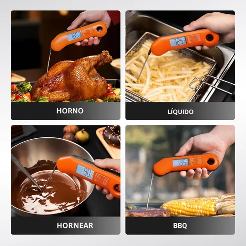Miniatura 6 de Termómetro profesional para carne digital, lectura instantánea ultrarrápida de 0.5 seg, precisión certificada por NIST ±0.5°F, impermeable IP67