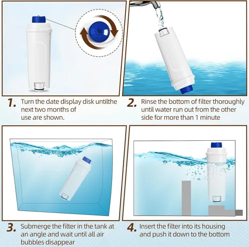 Miniatura 6 de Filtro de agua para máquina de café compatible con filtro Delonghi DLSC002, ECAM, ESAM, ETAM, BCO, EC, EC680, EC800, filtro para máquina de café