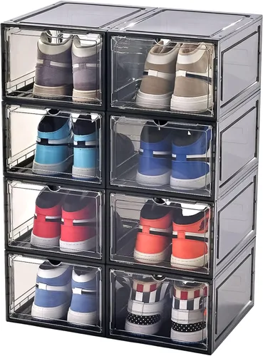Miniatura 7 de Caja de almacenamiento para zapatos KEFA XL, paquete de 6 cajas de zapatos de plástico transparente apilables, organizador de cajas de zapatos