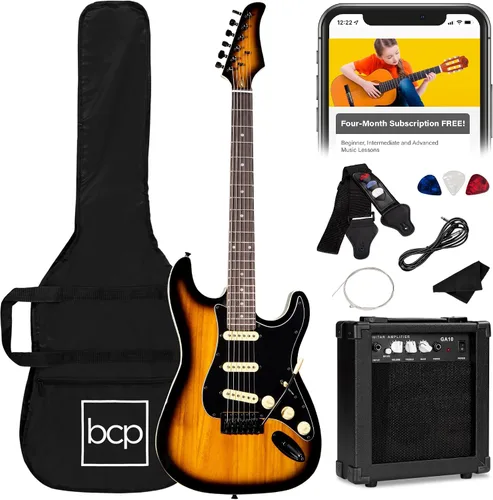 Miniatura 11 de Best Choice Products Kit de iniciación de guitarra eléctrica para principiantes de tamaño completo de 39 pulgadas con funda, correa, amplificador