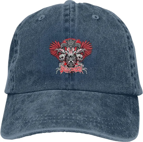 Miniatura 9 de Cowboy Hat Trendy Hats for Man and Women Djustable Four Season Outdoor Baseball Cap of Hell Skull with Angel Navy Blue