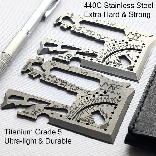 Miniatura 2 de Universal 3.0-60+ Tools - Multiherramienta para tarjetas de crédito con cuchillo, billetera de titanio con regla, abrebotellas y latas para EDC