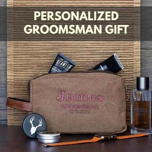 Miniatura 7 de Neceser personalizado – 5 colores – Kit de Dopp personalizado para padrinos de boda, bolsa de aseo bordada