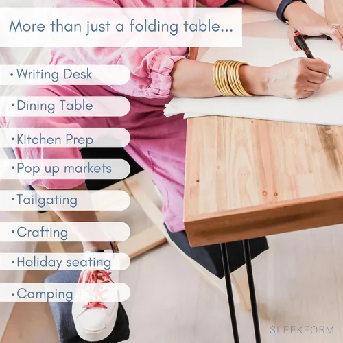 Miniatura 7 de Sleekform Mesa plegable de madera – Escritorio plegable portátil – Escritorios plegables fáciles de montar para espacios pequeños – Mesas